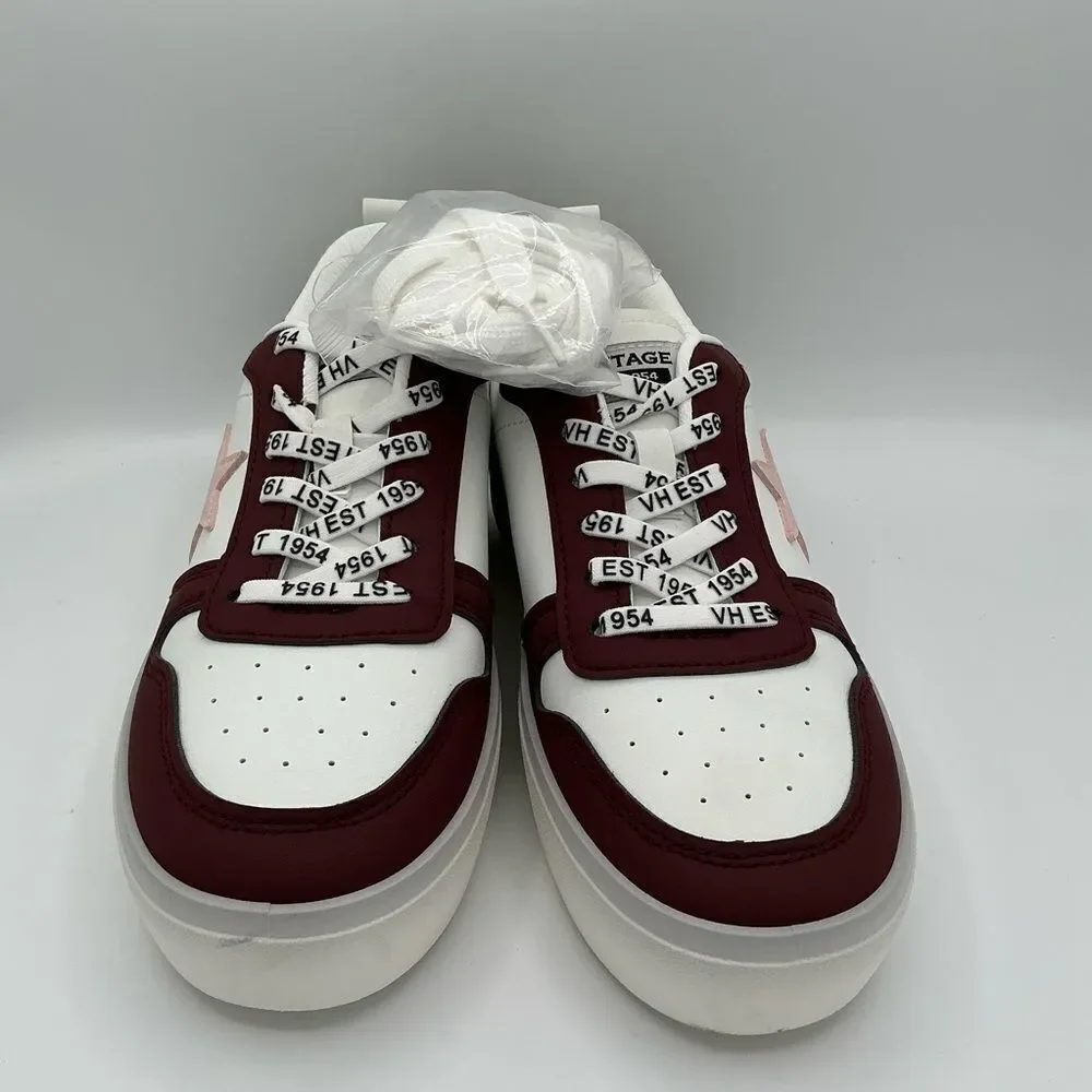Vintage Havana White and Burgundy Sneakers with Pink Star xtra laces size 6 NEW